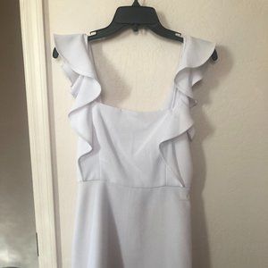 BCBGeneration White Mini Skater dress with ruffle sleeves